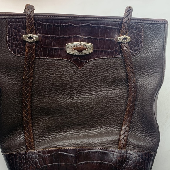 Brighton Vintage Brown Leather Braided Shoulder Bag BRN5279C - Picture 3 of 13